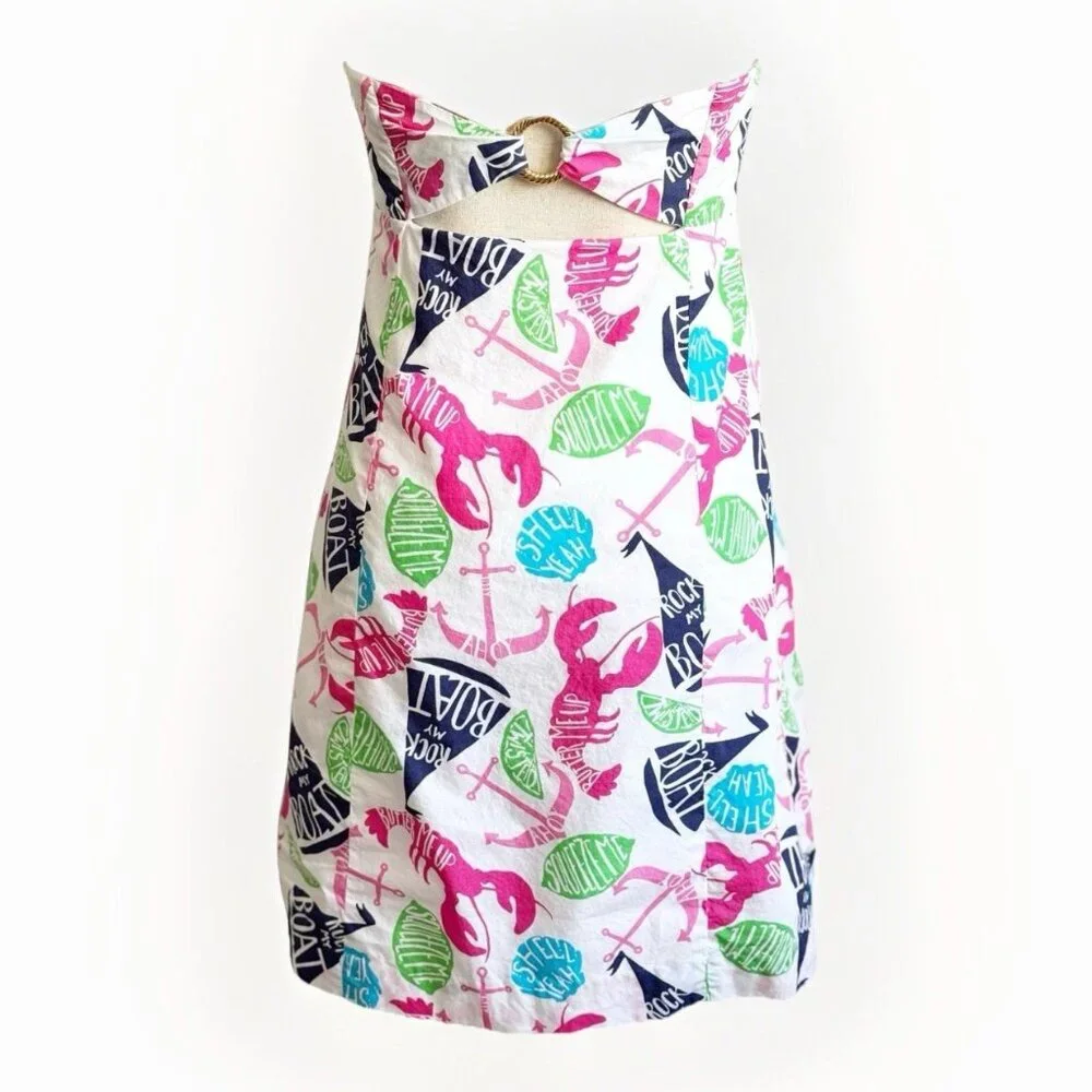 Lilly Pulitzer Women’s 6 Clyde Dress Butter Me Up Strapless Boat Crab Resort - Picture 11 of 12